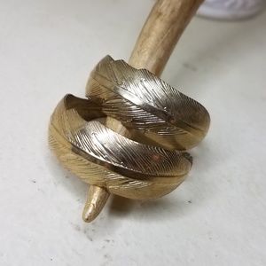 Gold leaf hoop earrings